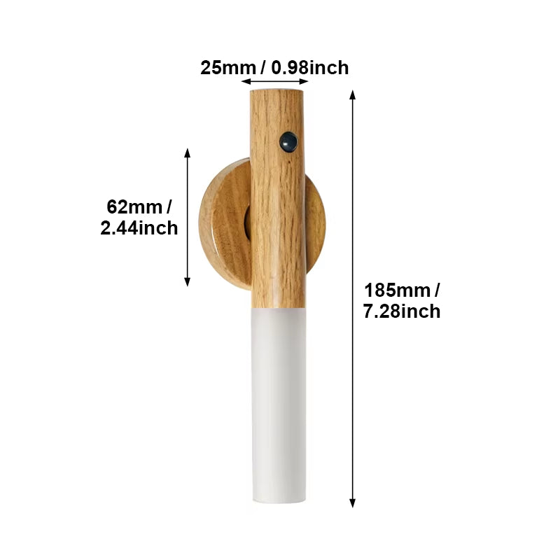 Wood Grain Rechargeable Smart Motion Sensor LED Wall Lamp Charging Magnetic Suction Dimmable Nighe Light LED Wall Sconces