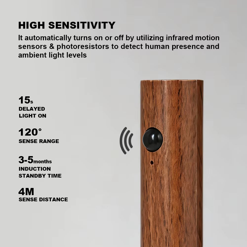 Wood Grain Rechargeable Smart Motion Sensor LED Wall Lamp Charging Magnetic Suction Dimmable Nighe Light LED Wall Sconces